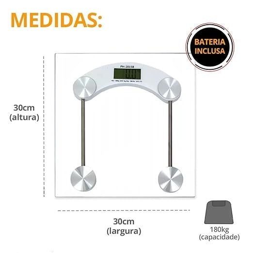 Balança Digital Corporal de Vidro Até 180Kg